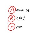 MRP - Maximum Retail Price acronym. Vector