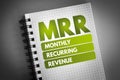 MRR - Monthly Recurring Revenue acronym