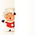 Mrs.Claus with big blank signboard Royalty Free Stock Photo