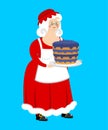 Mrs. Claus and blueberry cake. Wife of Santa Claus and dessert. Royalty Free Stock Photo