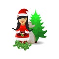 Mrs. Santa Claus with a bag of money Royalty Free Stock Photo