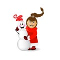Mrs. Santa Claus with a snowman Royalty Free Stock Photo