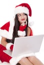 Mrs Santa dark hair think smile Royalty Free Stock Photo