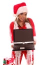 Mrs Santa Laptop Royalty Free Stock Photo