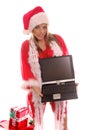 Mrs Santa Laptop Royalty Free Stock Photo