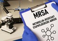 MRSA Methicillin-resistant Staphylococcus Aureus is shown using the text Royalty Free Stock Photo