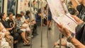 MRT subway train, Tourist looks location on map