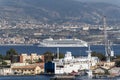 MS Aurora transits the straits of Messina Royalty Free Stock Photo