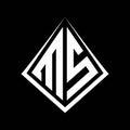 MS logo letters monogram with prisma shape design template