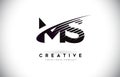 MS M S Letter Logo Design with Swoosh and Black Lines.