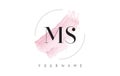 MS M S Watercolor Letter Logo Design with Circular Brush Pattern