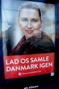 Ms-Mette Frederiksen early election billboard