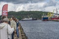 Ms sjÃÂ¸kurs arriving at the port of halden Royalty Free Stock Photo