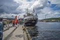 Ms sjÃÂ¸kurs has arrived at the port of halden Royalty Free Stock Photo