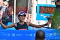 Ms. Yuko Mizuguchi won female 1st place at Vancouver marathon. Time is 02:41:28.0 Royalty Free Stock Photo