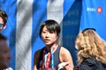 Ms. Yuko Mizuguchi won female 1st place at Vancouver maraton. Royalty Free Stock Photo