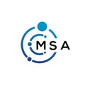 MSA letter technology logo design on white background. MSA creative initials letter IT logo concept. MSA letter design