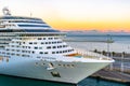 MSC Fantasia Cruise Ship docked at the Barcelona Cruise Port Terminal at sunset Royalty Free Stock Photo