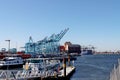 MSC Isabella loading and unloading containers at the APM terminals in the Maasvlakte harbor in the Port of Rotterdam