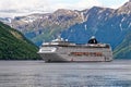 MSC Lirica Cruise ship in Norwegian Fjords - Hellesylt