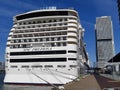 MSC Preziosa in the quay of the cruise ship terminal at Wilhelminapier of Rotterdam