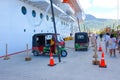 MSC Seashore cruise ship docked at tropical island Royalty Free Stock Photo