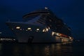 MSC Seashore cruise ship docked at tropical island Royalty Free Stock Photo