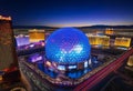 MSG Sphere is light up in Las Vegas, Nevada. It will be opened in end of September. Exosphere is new building in Las Vegas what