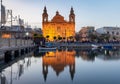 Msida. Malta. The famous parish church in the night light.