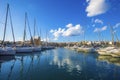 Msida, Malta - Yacht marina with blue sky and nice clouds