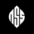 MSS circle letter logo design with circle and ellipse shape. MSS ellipse letters with typographic style. The three initials form a Royalty Free Stock Photo