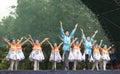 Mstera,Russia-August 8,2015:Children dance on scene at day of the city Mstera,Russia