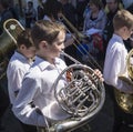 Mstyora,Russia-May 9,2015: Baby brass band Royalty Free Stock Photo