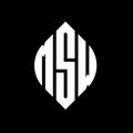 MSW circle letter logo design with circle and ellipse shape. MSW ellipse letters with typographic style. The three initials form a Royalty Free Stock Photo