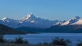 Mt cook and lake pukaki sunset in nz Royalty Free Stock Photo