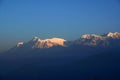 Mt. Dhaulagiri massif with sunrise on himalaya rang mountain in the morning seen from Poon Hill, Nepal Royalty Free Stock Photo