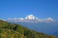 Mt. Dhaulagiri massif with sunrise on himalaya rang mountain in the morning seen from Poon Hill, Nepal Royalty Free Stock Photo