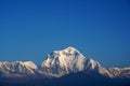 Mt. Dhaulagiri massif with sunrise on himalaya rang mountain in the morning seen from Poon Hill, Nepal - Blue Nature view - Royalty Free Stock Photo