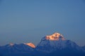 Mt. Dhaulagiri massif with sunrise on himalaya rang mountain in the morning seen from Poon Hill, Nepal - Blue Nature view Royalty Free Stock Photo