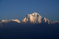 Mt. Dhaulagiri massif with sunrise on himalaya rang mountain in the morning seen from Poon Hill, Nepal Royalty Free Stock Photo