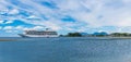 Mt Edgecumbe rises above Sitka with Viking cruise ship anchored