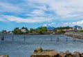 Mt Edgecumbe rises about the small town of Sitka in Alaska