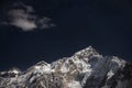 Mt. Everest and Lhotse beneath a star filled night sky