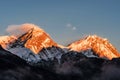 Mt Everest and Lothse Sunset Royalty Free Stock Photo