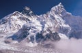Mt. Everest and Mt. Nuptse as seen from Kalapatthar, Nepal Royalty Free Stock Photo