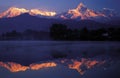 Mt. Fishtail and Annapurna Range, Phewa Lake, Pokhara, Nepal Royalty Free Stock Photo