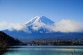 Mt.Fuji and autumn foliage at Lake Kawaguchi Royalty Free Stock Photo