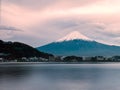 Mt. Fuji at Lake Kawaguchi. in the morning , Japan Royalty Free Stock Photo