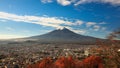 Mt.Fuji in autumn at Lake kawaguchiko in japan. mount, mountain fuji san in japan. Maple japan Royalty Free Stock Photo