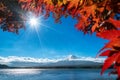 Mt Fuji in autumn view from lake Kawaguchiko Royalty Free Stock Photo